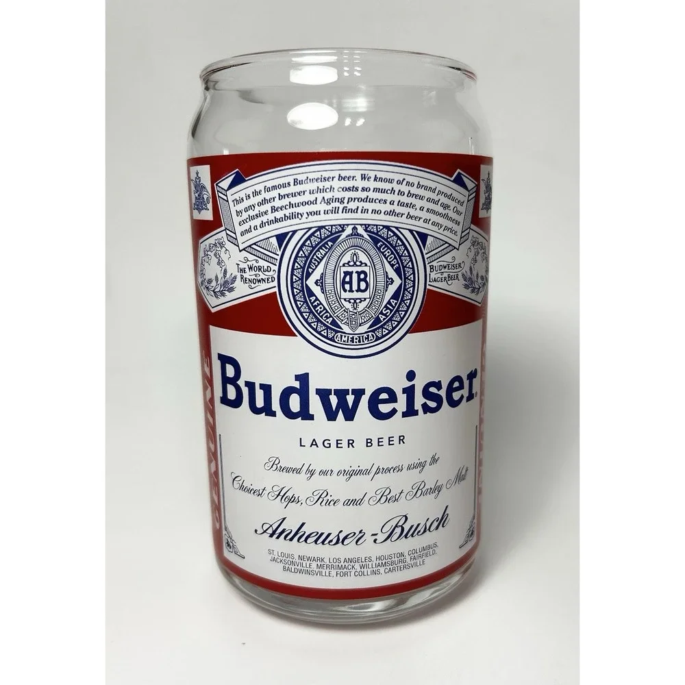 Budweiser glass design displaying